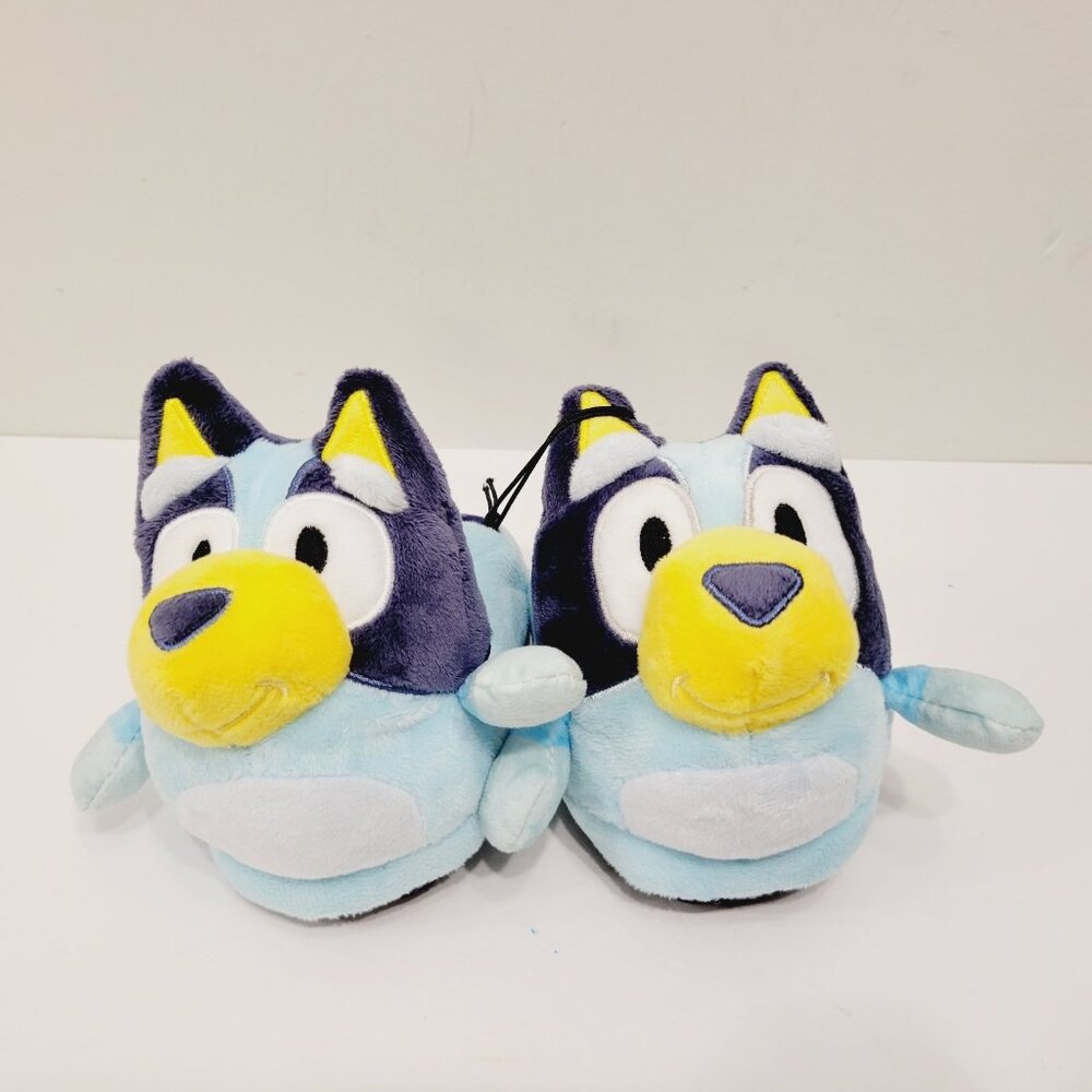 Youth Toddler Boys Slip On Slippers Blue Bluey Big Head Character Sz 5/6